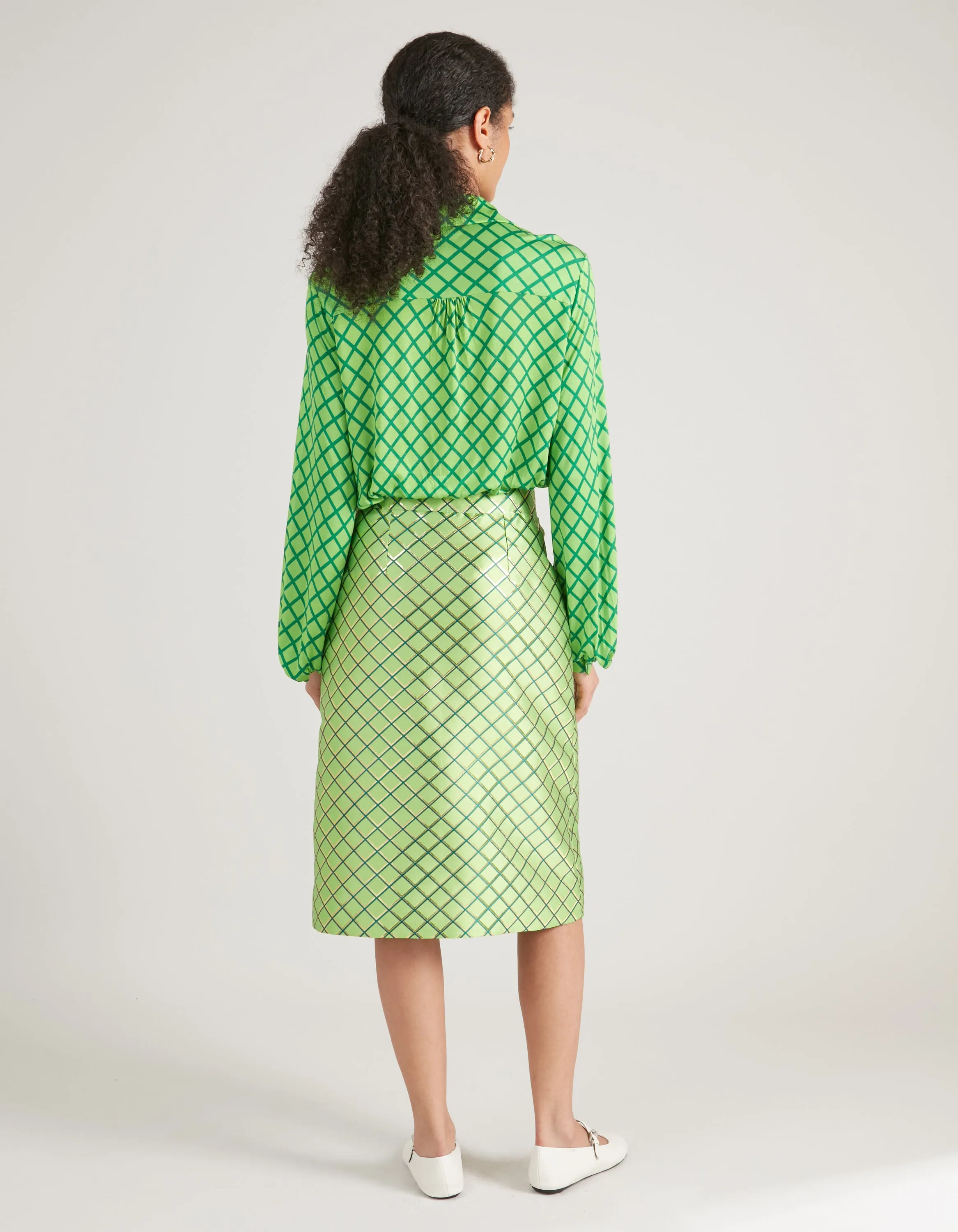 Frankie Green Mesh Print Jacquard Skirt
