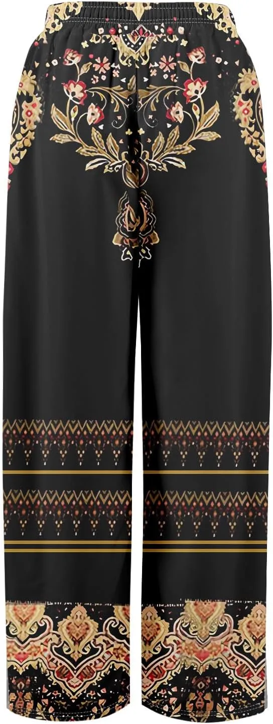 GOFULY Wide Leg Flowy Pants for Women Summer 2025 Beach Palazzo Pants High Elastic Waist Drawstring Side Slit Pockets Trouser