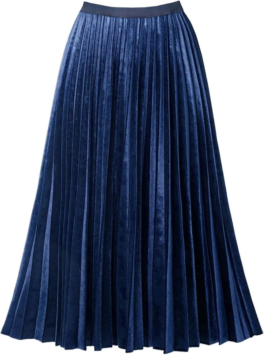 GOOBGS Women's Pleated A-Line High Waist Swing Flare Midi Skirt