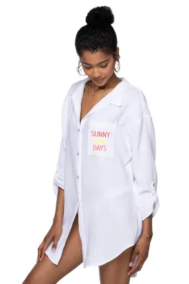 Good Vibes Cotton Gauze Shirt Mini Dress _ Sunny Days Embroidery