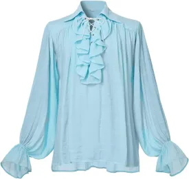 GRACEART Men Pirate Shirt Women Vampire Renaissance Shirts Victorian Ruffled Medieval Costume Cotton Linen Shirt