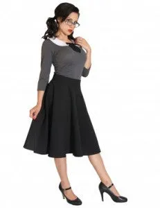 Grey High Waist Swing Skirt