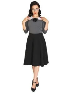 Grey High Waist Swing Skirt
