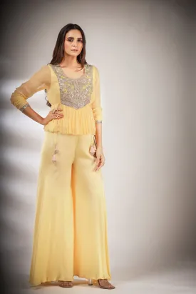 Haseena folk co-ord set in butter cream yellow