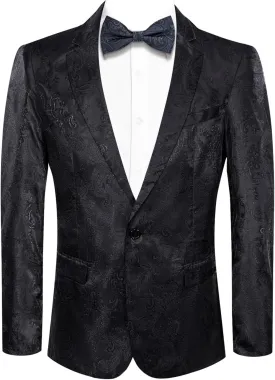 Hi-Tie Mens Blazer Jacket One Button Suit Silk Satin Light Weight Suit Paisley Solid Casual Sport Coats Tuxedo Jacket