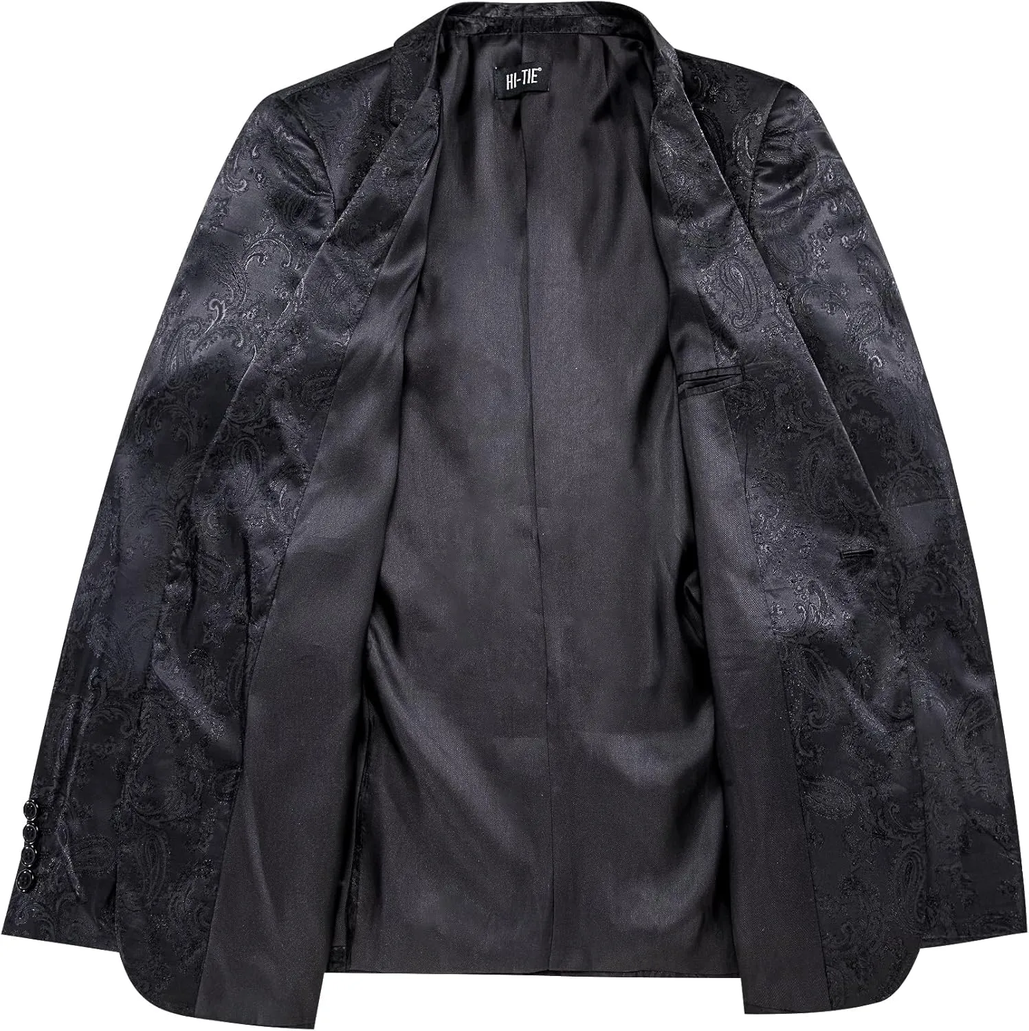 Hi-Tie Mens Blazer Jacket One Button Suit Silk Satin Light Weight Suit Paisley Solid Casual Sport Coats Tuxedo Jacket