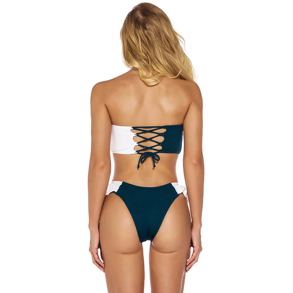 High waist laced tube top bikini