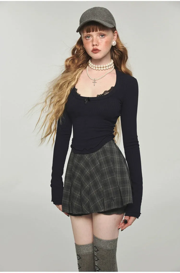 High-waisted Ruffled Pleated  A-line  Mini Skirt