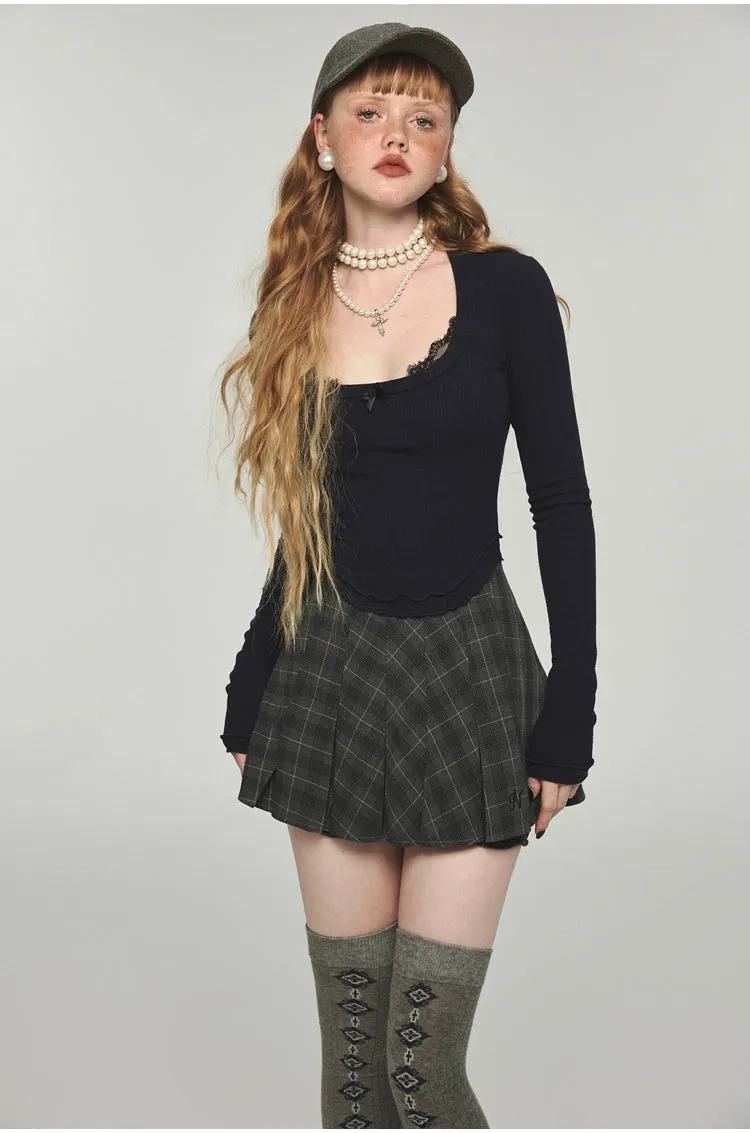High-waisted Ruffled Pleated  A-line  Mini Skirt