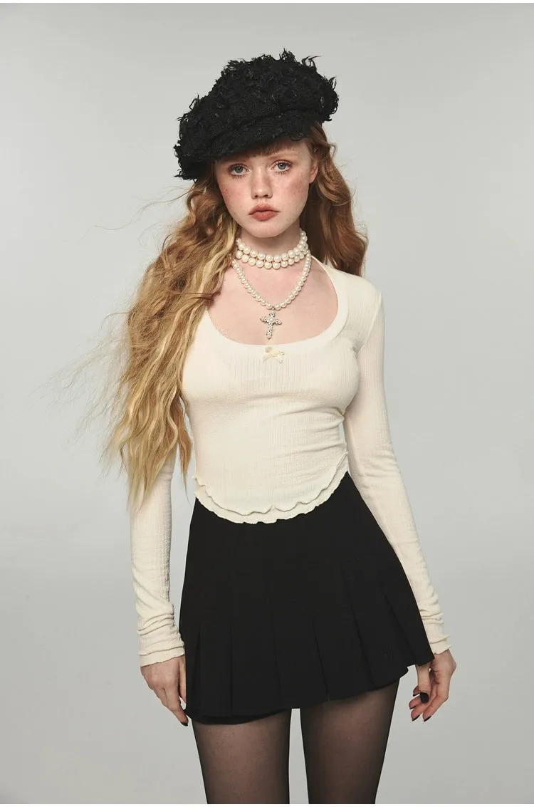 High-waisted Ruffled Pleated  A-line  Mini Skirt