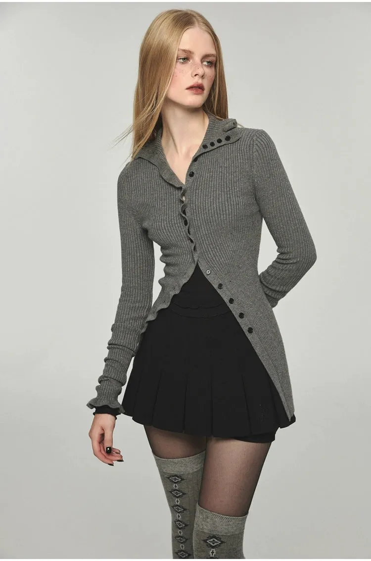 High-waisted Ruffled Pleated  A-line  Mini Skirt