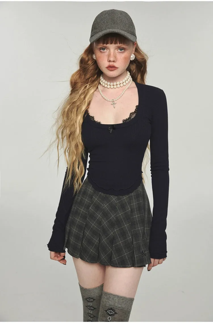 High-waisted Ruffled Pleated  A-line  Mini Skirt