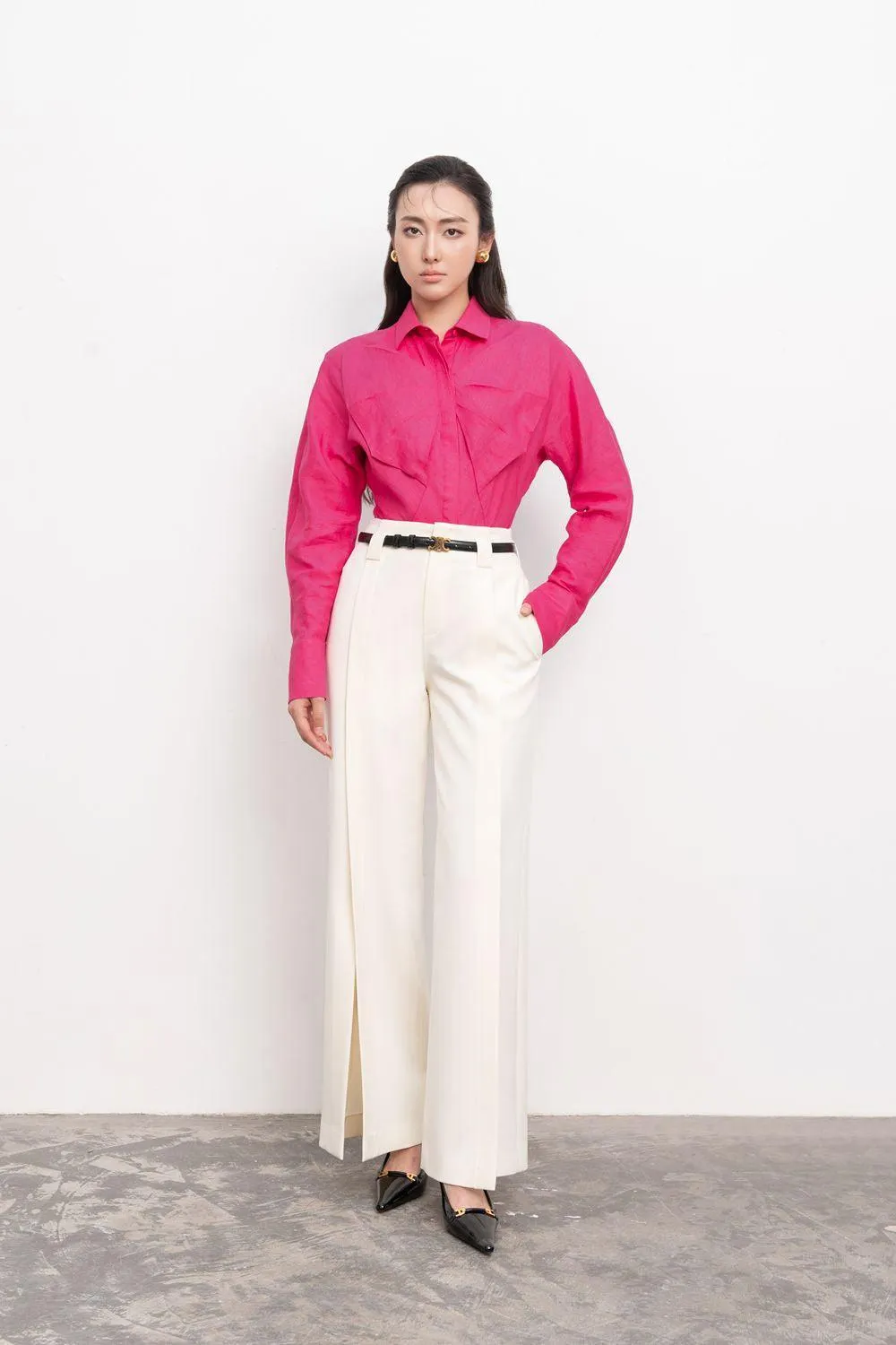 Katherine Hourglass Cuff Sleeved Linen Shirt