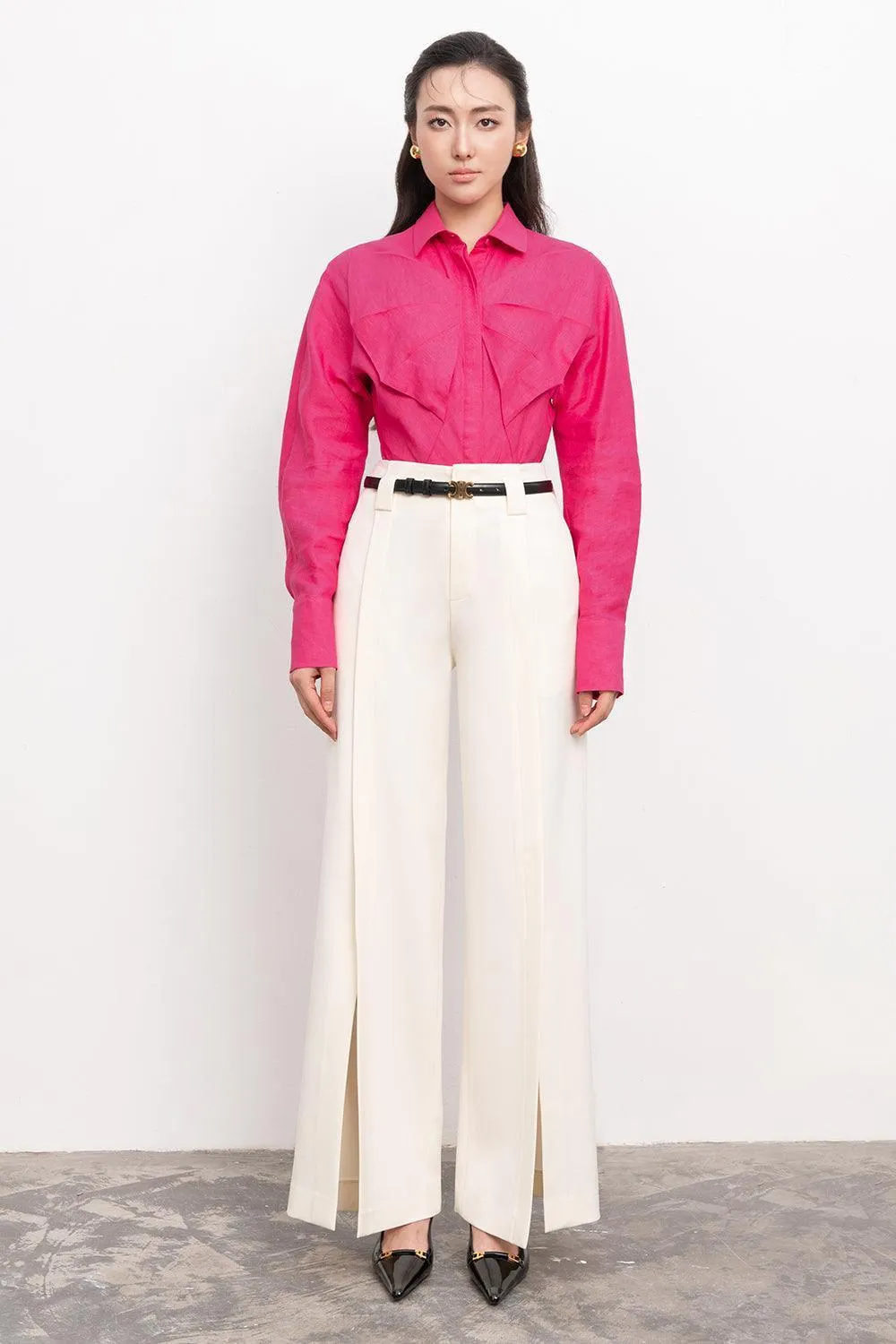 Katherine Hourglass Cuff Sleeved Linen Shirt