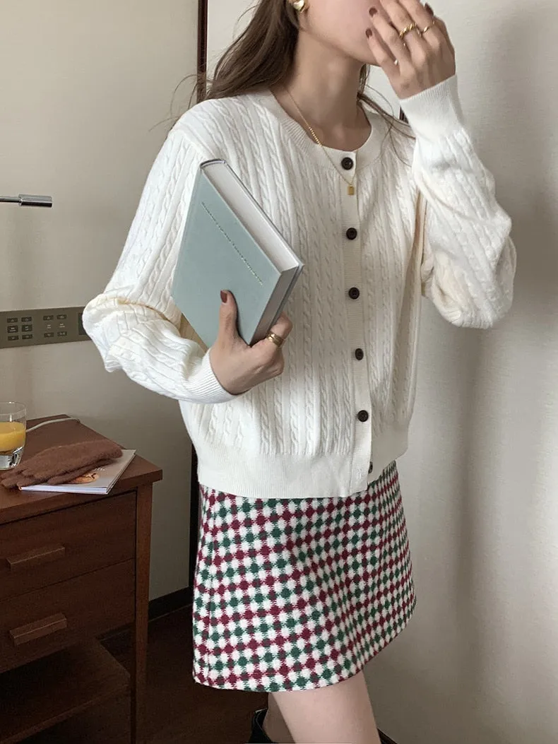 [Korean Style] Holiday High Waisted Check A-line Short Skirt