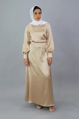 Lameera Satin Skirt - Champagne