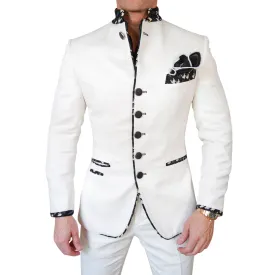 Latte Lino Houndstooth Mandani Jacket