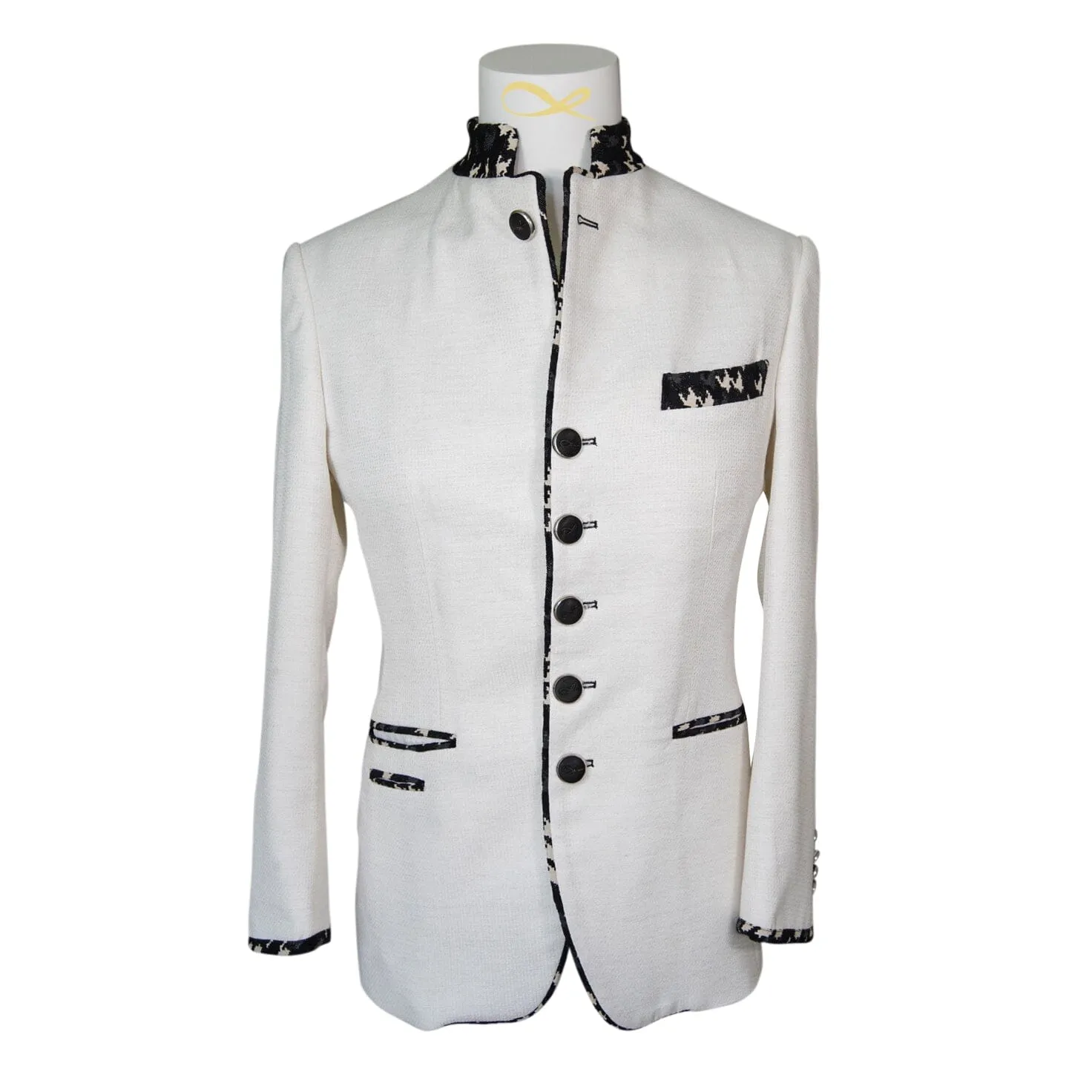Latte Lino Houndstooth Mandani Jacket