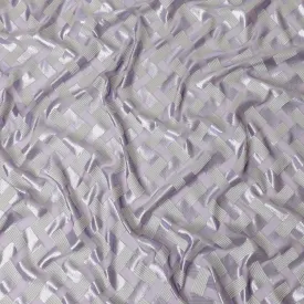 Lavender Premium pure French (Fransawi) silk chiffon fabric with cloud grey viscose and lavender metallic lurex in abstract design-D12719