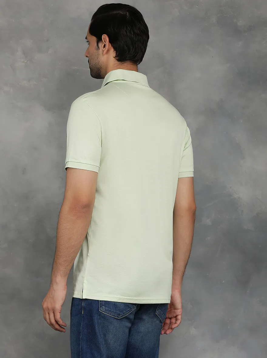Light Green Solid Regular Fit Polo T-Shirt | JadeBlue