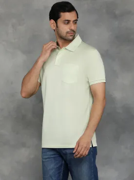 Light Green Solid Regular Fit Polo T-Shirt | JadeBlue