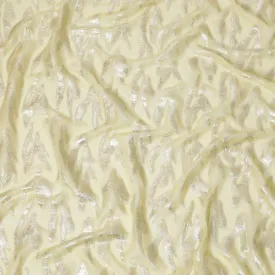Light yellow premium pure silk chiffon fabric with gold metallic lurex in abstract design-D16874