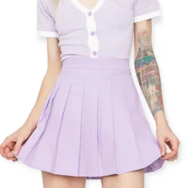 Lilac High Waisted Pleated Mini Skirt
