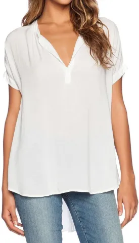 LILBETTER Women Chiffon Blouse V Neck Short Sleeve Top Shirts