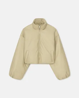 Lilima - Cropped Okobor™ Alt-Leather Puffer Jacket - Pale Olive