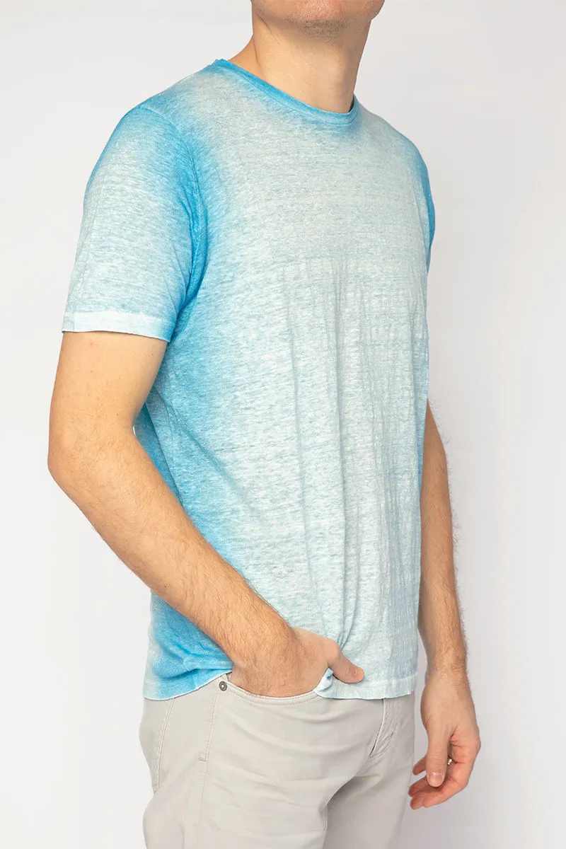Linen T-Shirt in Aqua