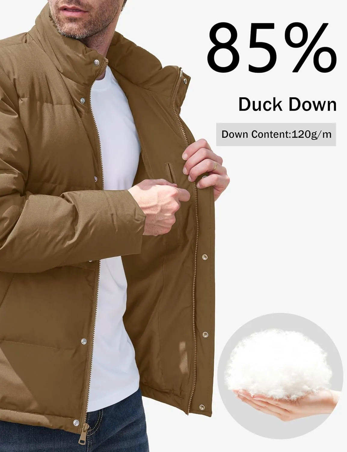 MAGCOMSEN Men's Down Jacket Warm Puffer Jacket Winter Coats Water Resistant Windproof Insulated Jacket
