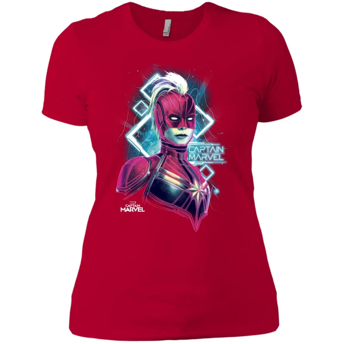 Marvel Captain Marvel Space Glow Neon Women Cotton T-Shirt