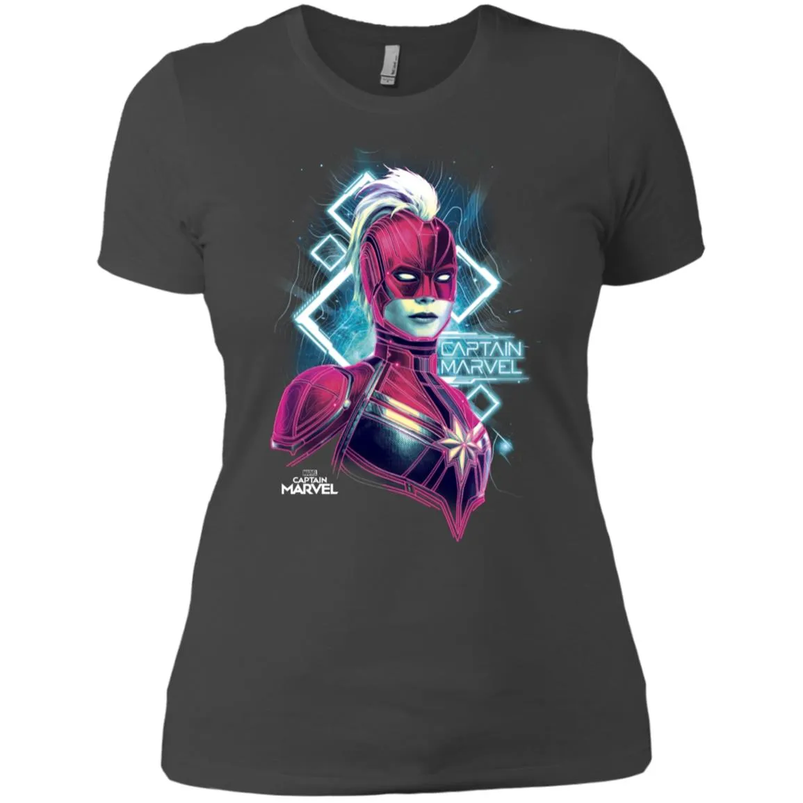 Marvel Captain Marvel Space Glow Neon Women Cotton T-Shirt
