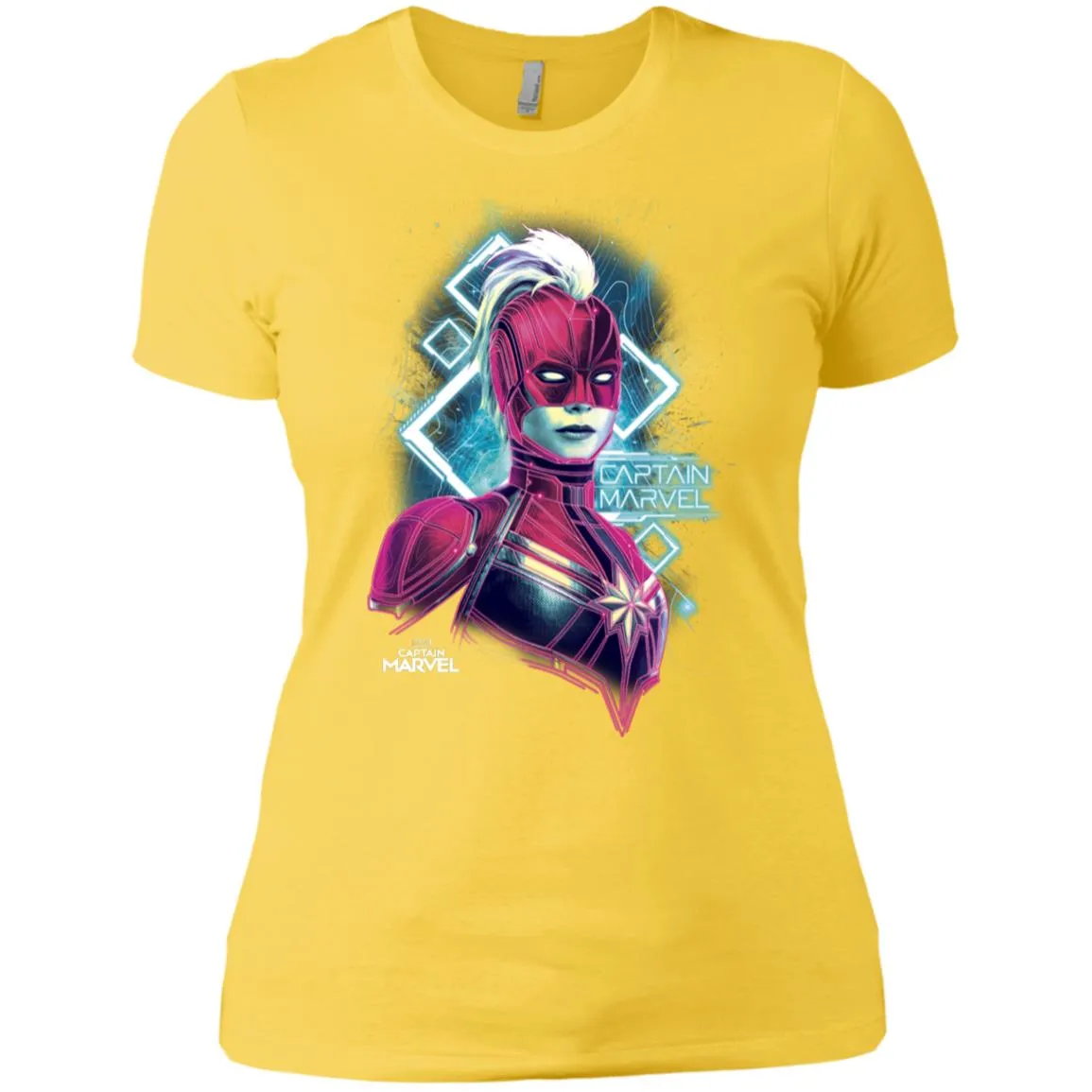 Marvel Captain Marvel Space Glow Neon Women Cotton T-Shirt