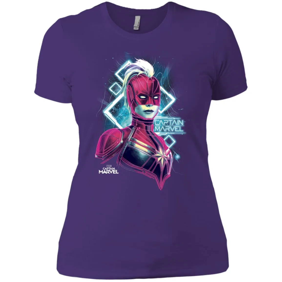 Marvel Captain Marvel Space Glow Neon Women Cotton T-Shirt