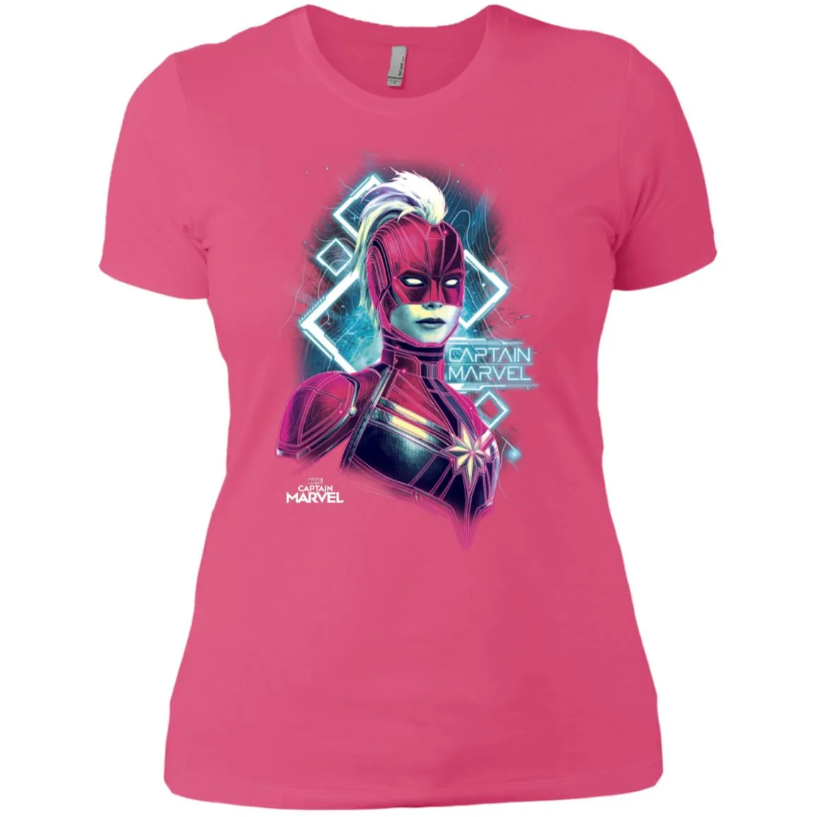 Marvel Captain Marvel Space Glow Neon Women Cotton T-Shirt