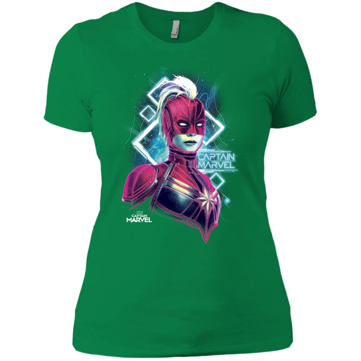 Marvel Captain Marvel Space Glow Neon Women Cotton T-Shirt