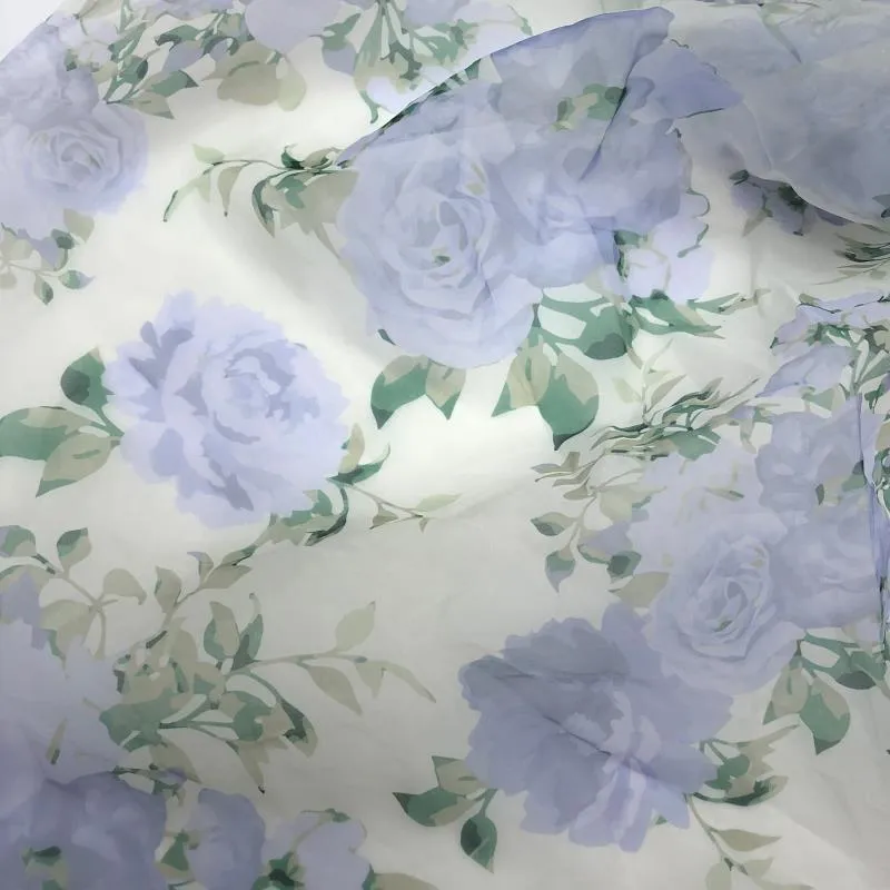 Maternity Dress Photo Shoot Print Floral Silk Soft Organza Off Shoulder Maxi Dress with Train YW230305