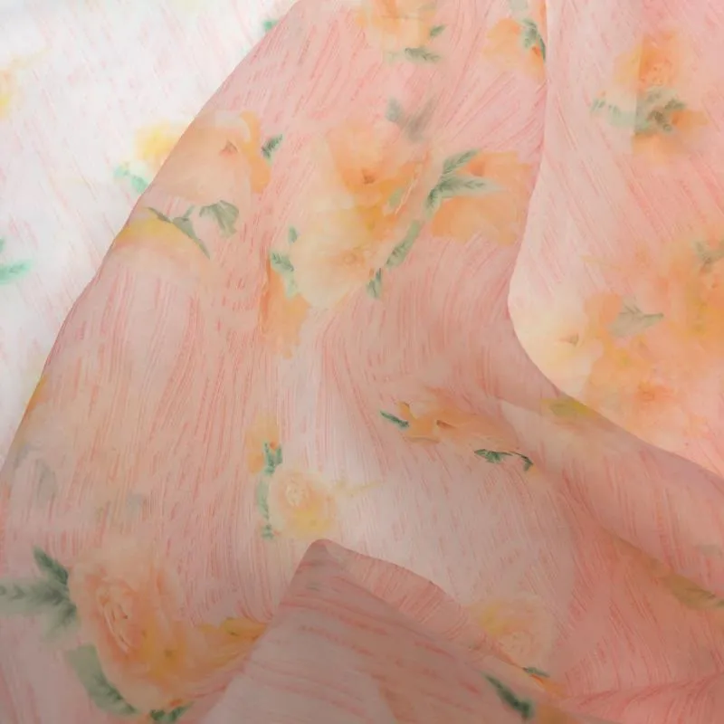 Maternity Dress Photo Shoot Print Floral Silk Soft Organza Off Shoulder Maxi Dress with Train YW230305