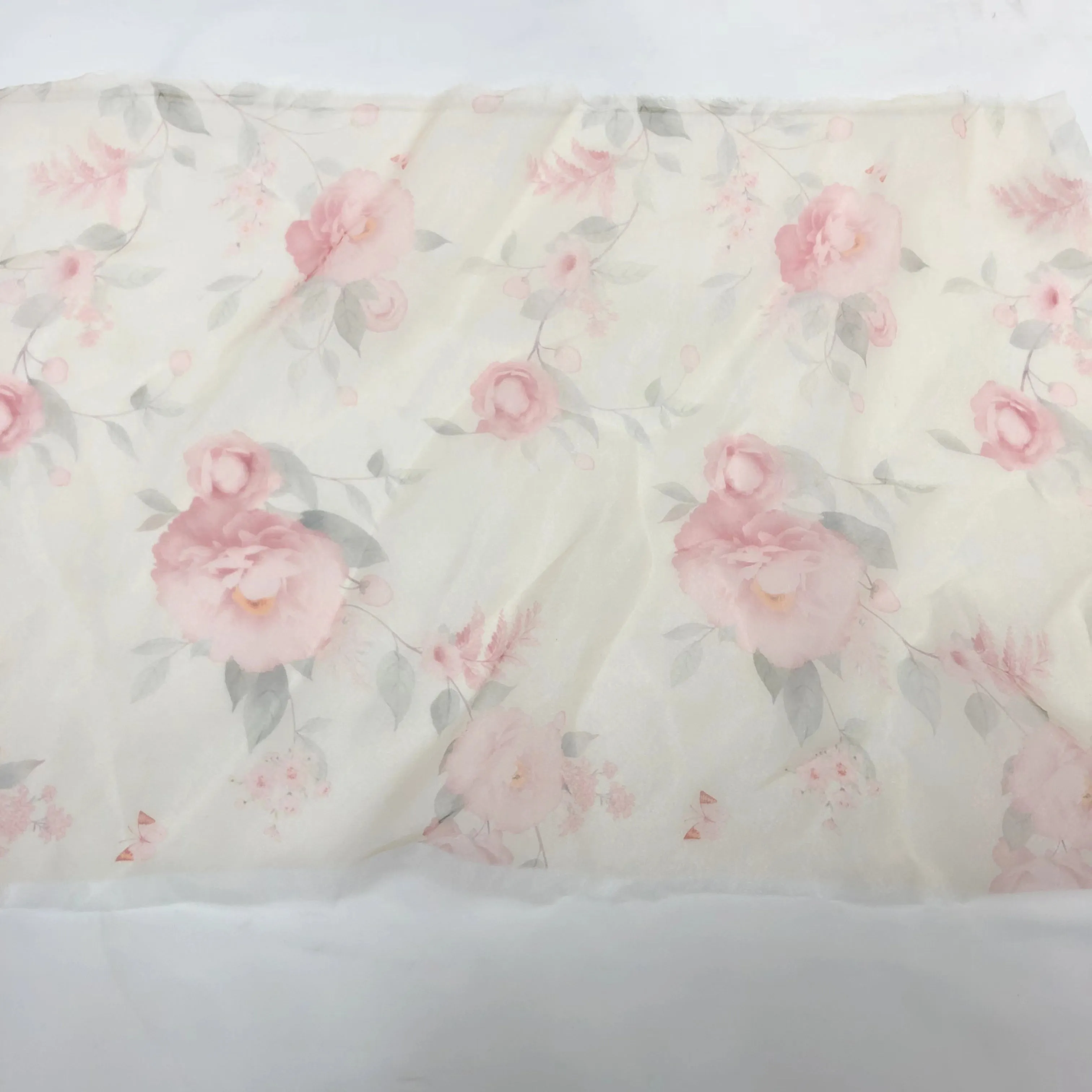 Maternity Dress Photo Shoot Print Floral Silk Soft Organza Off Shoulder Maxi Dress with Train YW230305