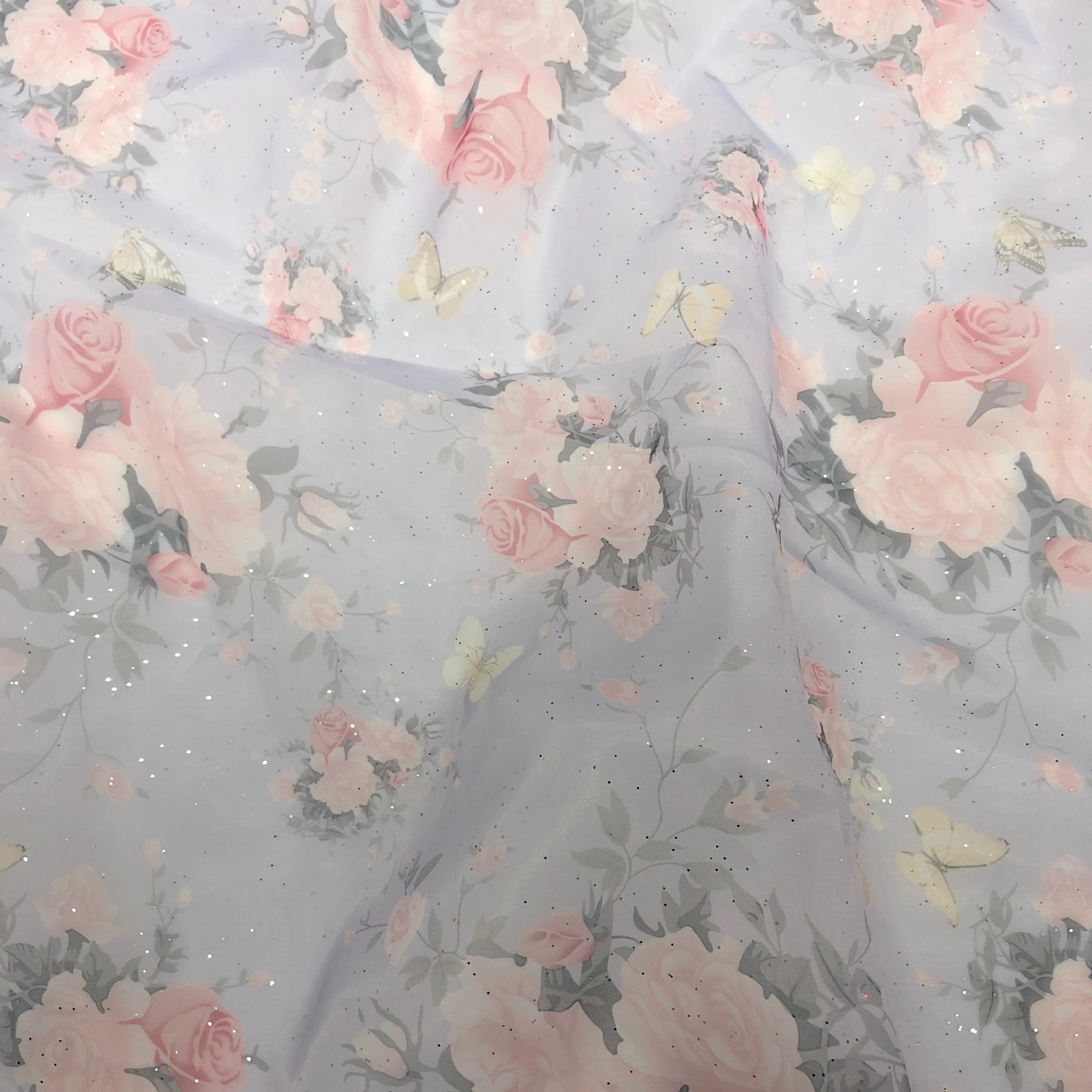 Maternity Dress Photo Shoot Print Floral Silk Soft Organza Off Shoulder Maxi Dress with Train YW230305