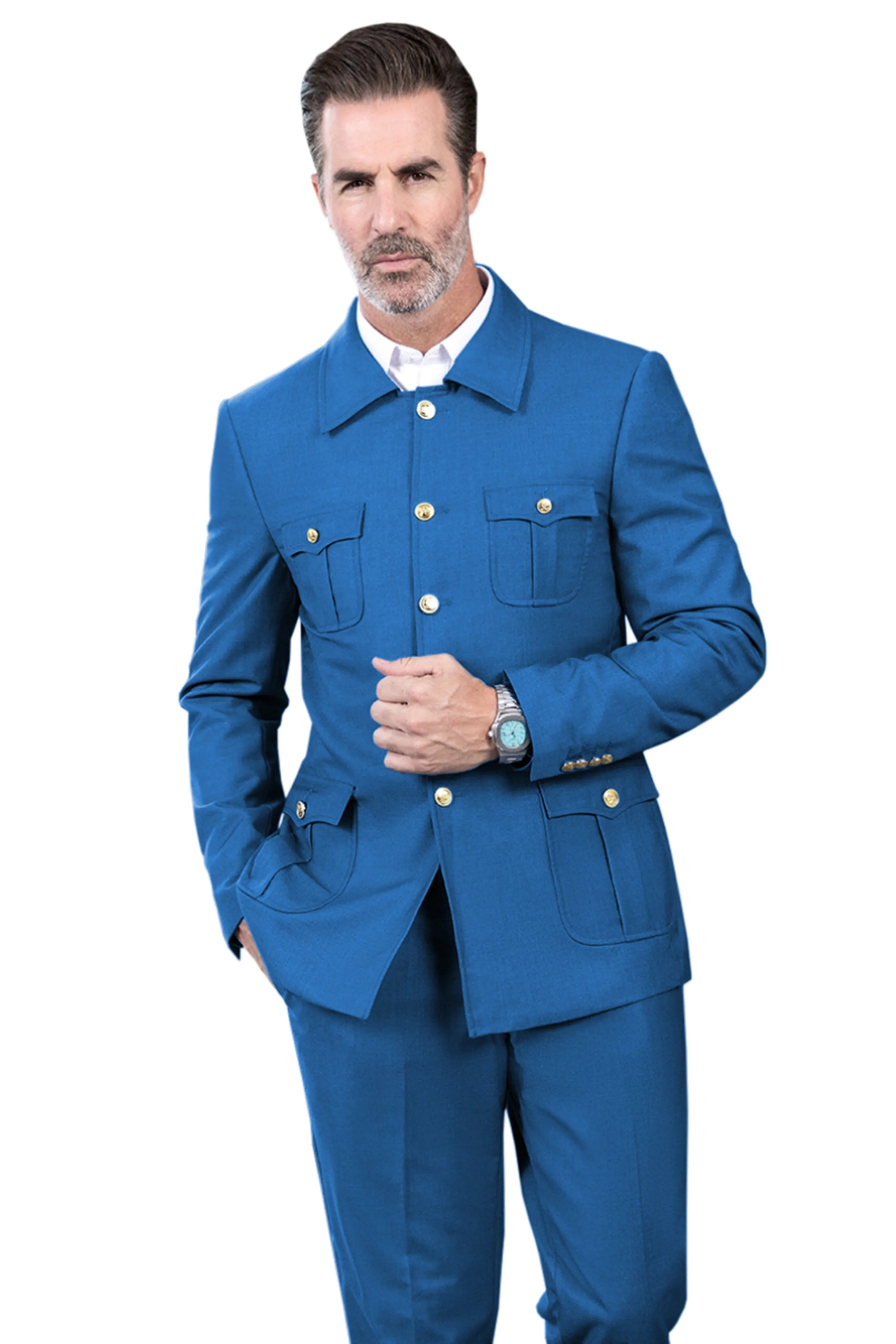 Men's Suit 2 Piece Stand Collar Jacket（Blazer Pants）