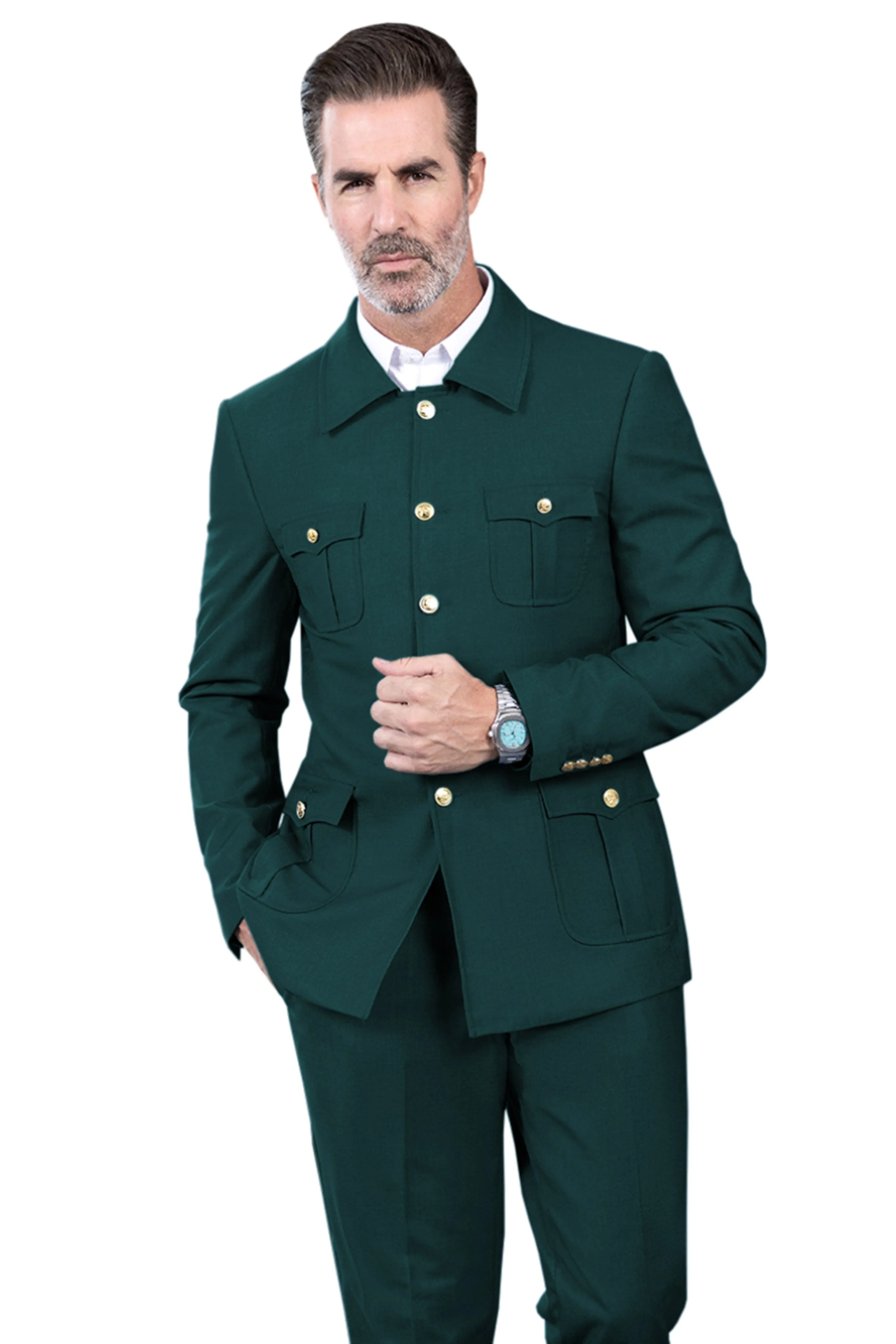 Men's Suit 2 Piece Stand Collar Jacket（Blazer Pants）