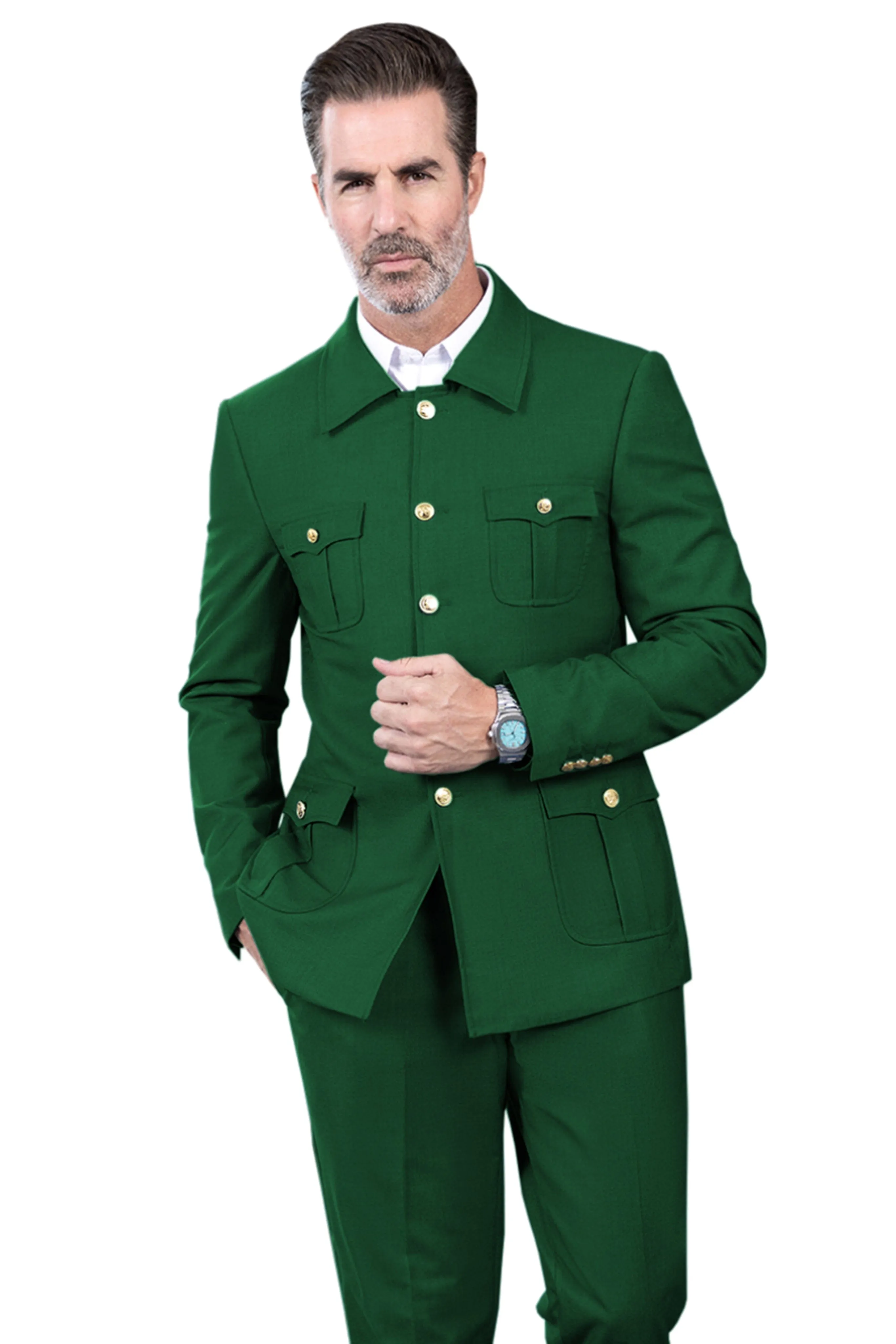 Men's Suit 2 Piece Stand Collar Jacket（Blazer Pants）