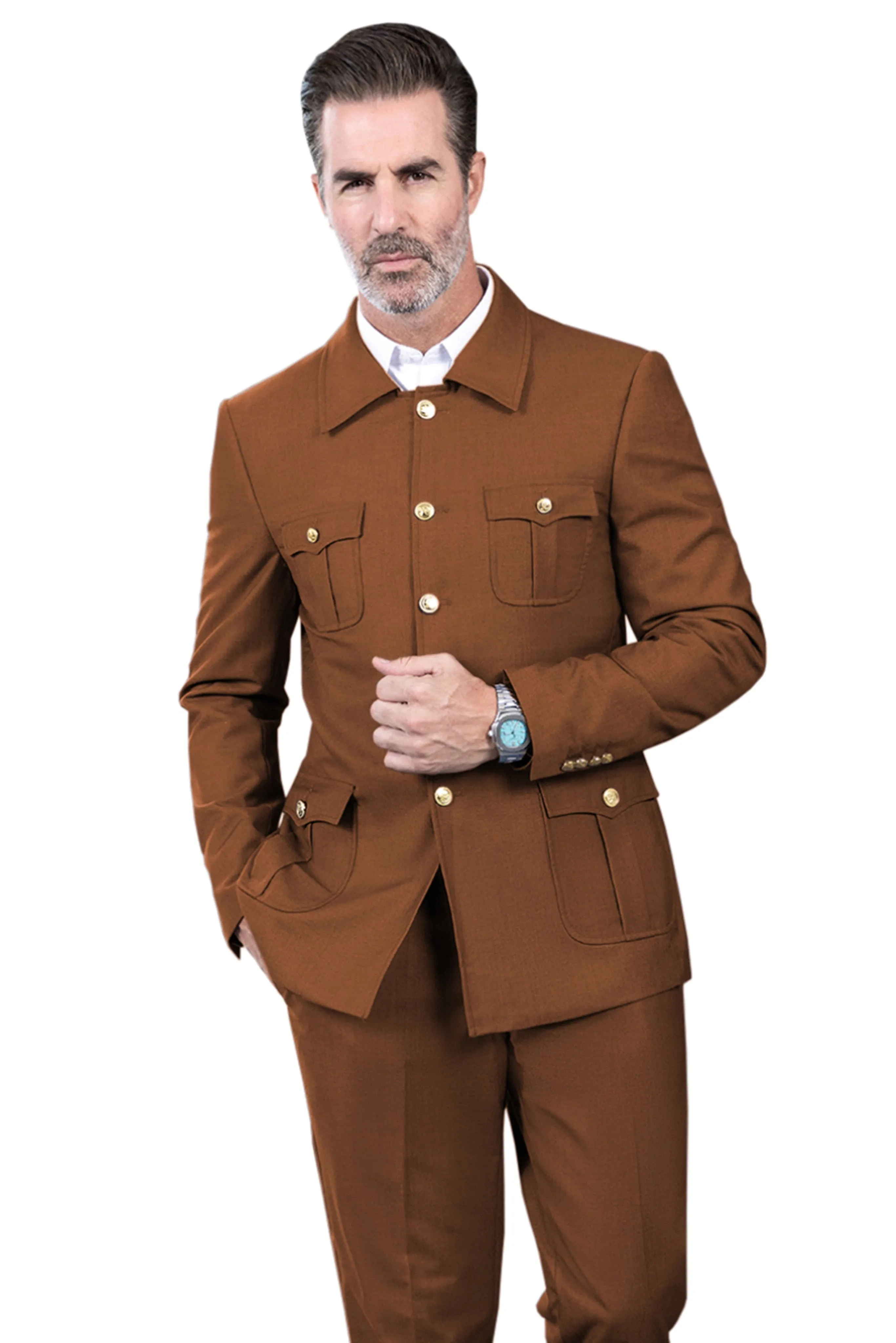 Men's Suit 2 Piece Stand Collar Jacket（Blazer Pants）