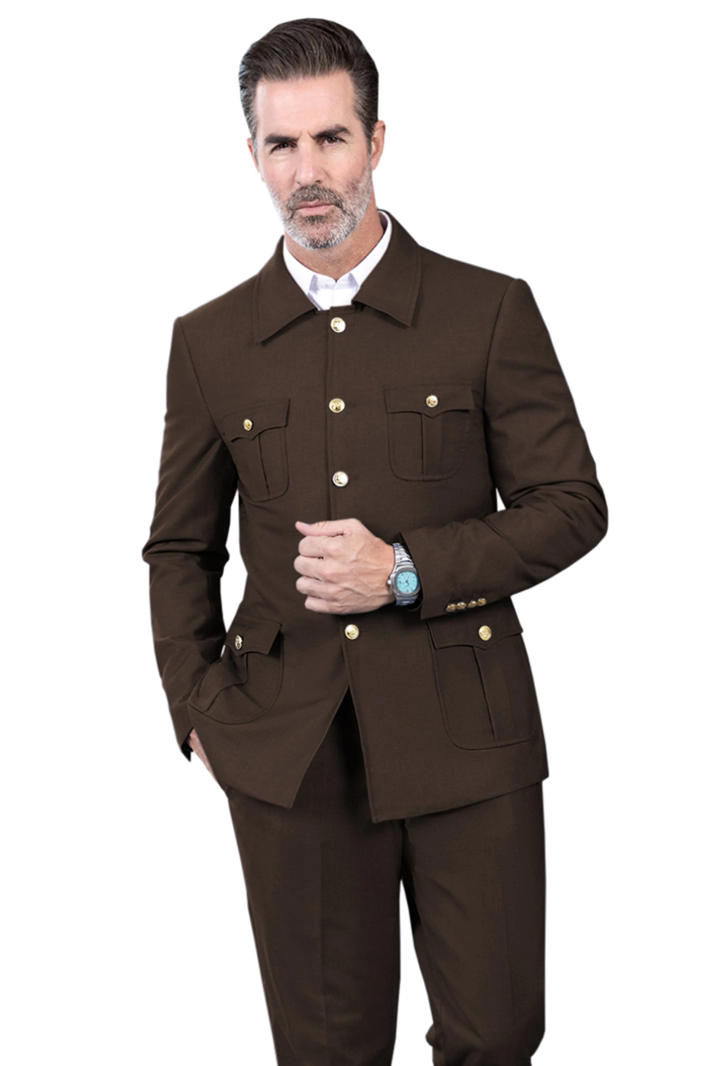 Men's Suit 2 Piece Stand Collar Jacket（Blazer Pants）
