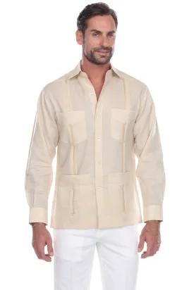 Mojito Collection Men's Guayabera Shirt Premium 100% Linen Long Sleeve