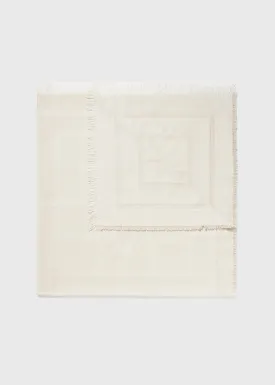 Monogram wool cashmere scarf macadamia