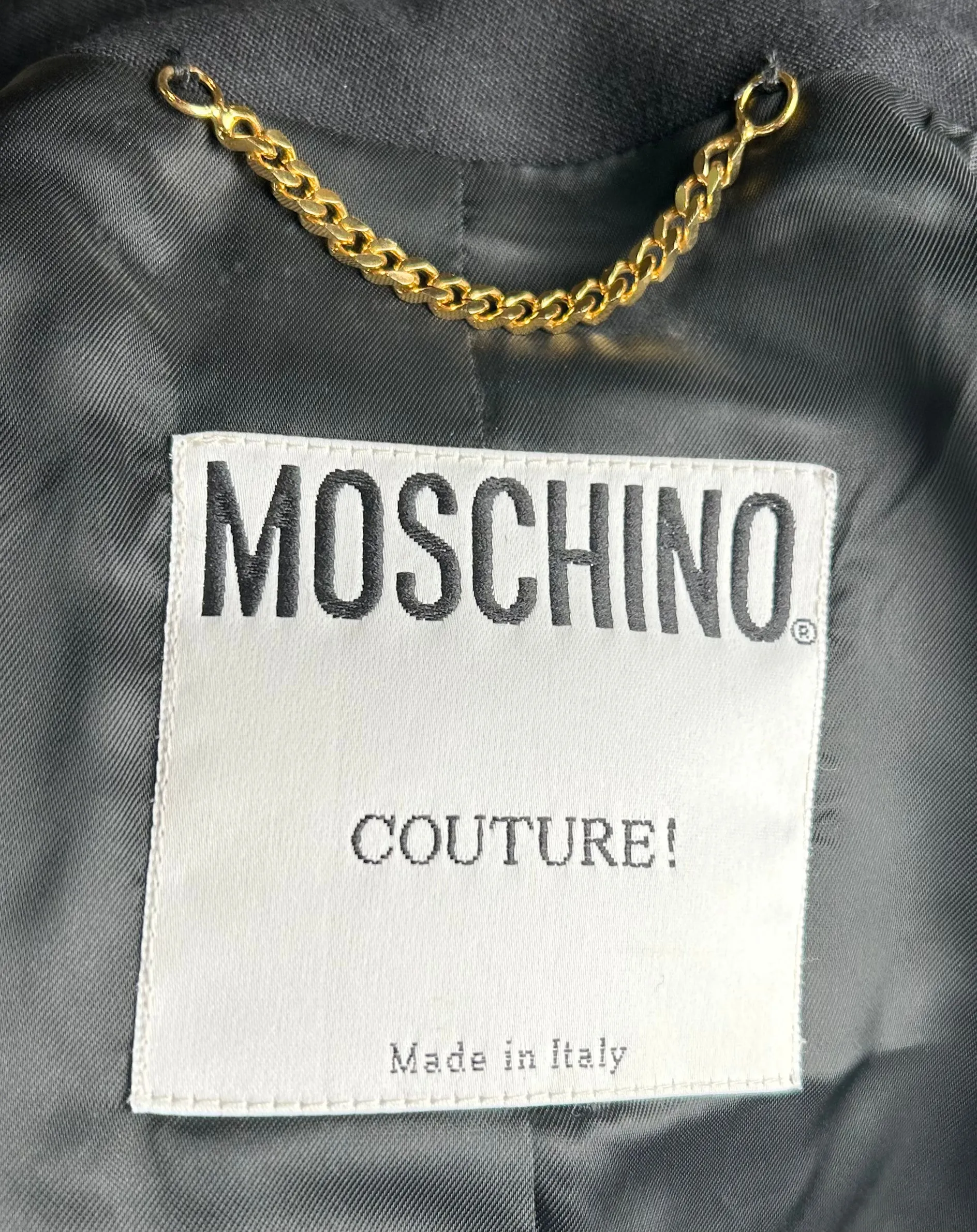Moschino Couture Y2K Black Suit Ensemble with 3D Embroidered Roses