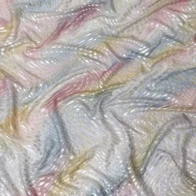 Multicolor Premium pure printed silk chiffon fabric with gold and silver metallic lurex in abstract design-D12427